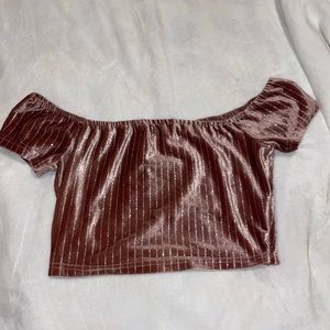 Pink, Silver, Off the Shoulder, Crop top, Cute, Fancy, Trendy